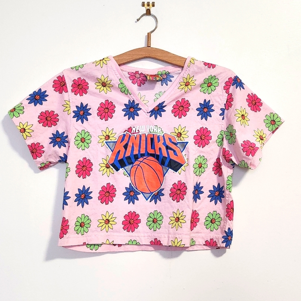 Kids Floral New York Knicks Crop Top